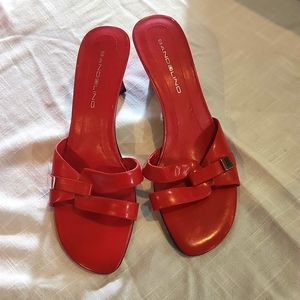 Bandolino Red Slip On Sandals with Heels, woman's sz.7 1/2.